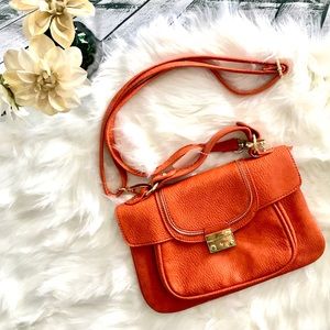 Boho orange vegan leather cross-body